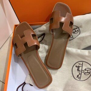 Gold Hermes Oran Sandals